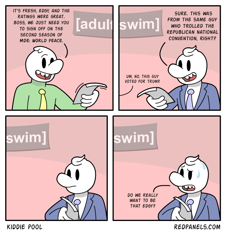 A comic about Adult Swim cancelling Million Dollar Extreme Presents: WORLD PEACE.