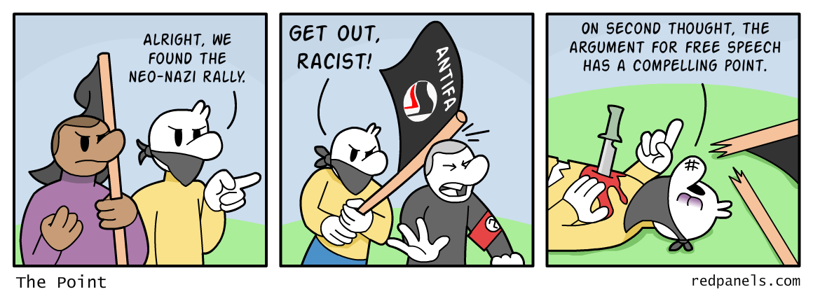 A comic involving the stabbing of Antifa protesters.