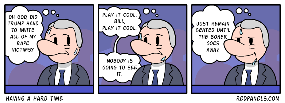 A comic about Bill Clinton being a rapist during the presidential debates. 