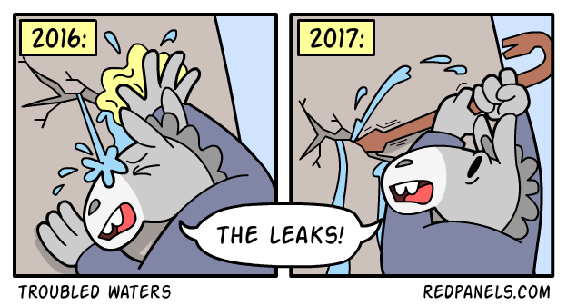 A comic about Democrats and leaks.