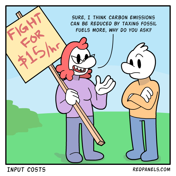 A comic about the minimum wage and input costs. 