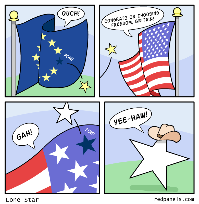 A comic comparing Brexit to a Texas secession.